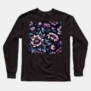 Violet Floral Illustration Long Sleeve T-Shirt